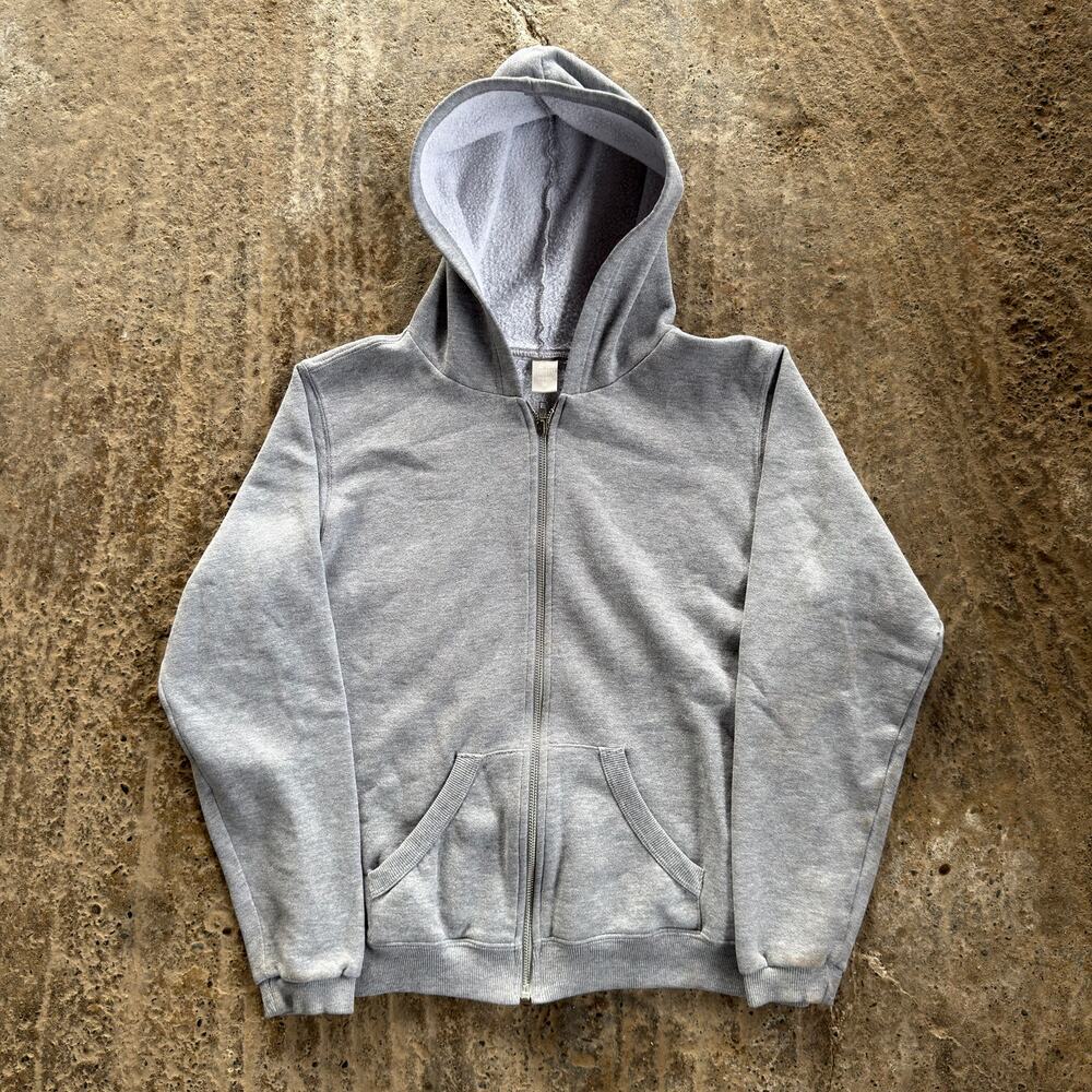 Vtg Russell Athletic Full Zip Hoodie Blank Grey Womens M Relaxed Streetwear